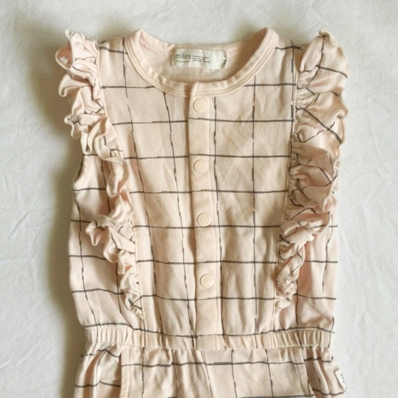 miles baby modern grid print jumpsuit with ruffles 3 months baby girl - Picture 2 of 7